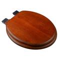 Plumbing Technologies Decorative Wood Round Front Toilet Seat With Chrome Hinges- American Red Cherry 5F1R1-15CH